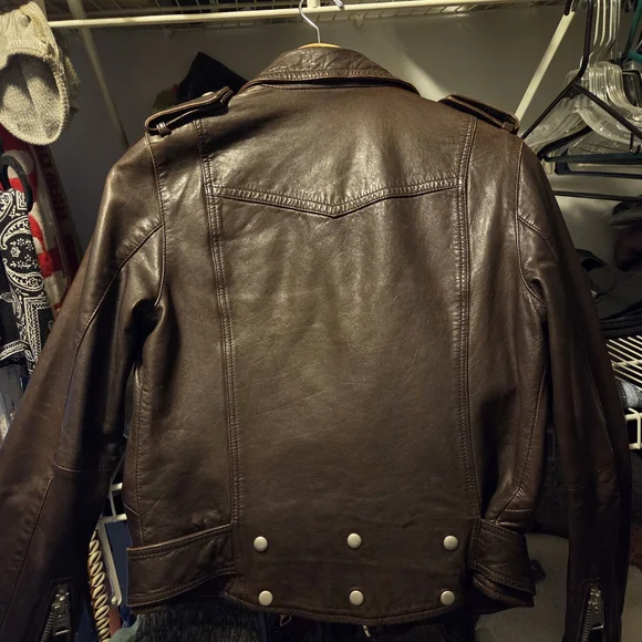 All Saints Dark Brown Leather Jacket - Picture 6 of 8